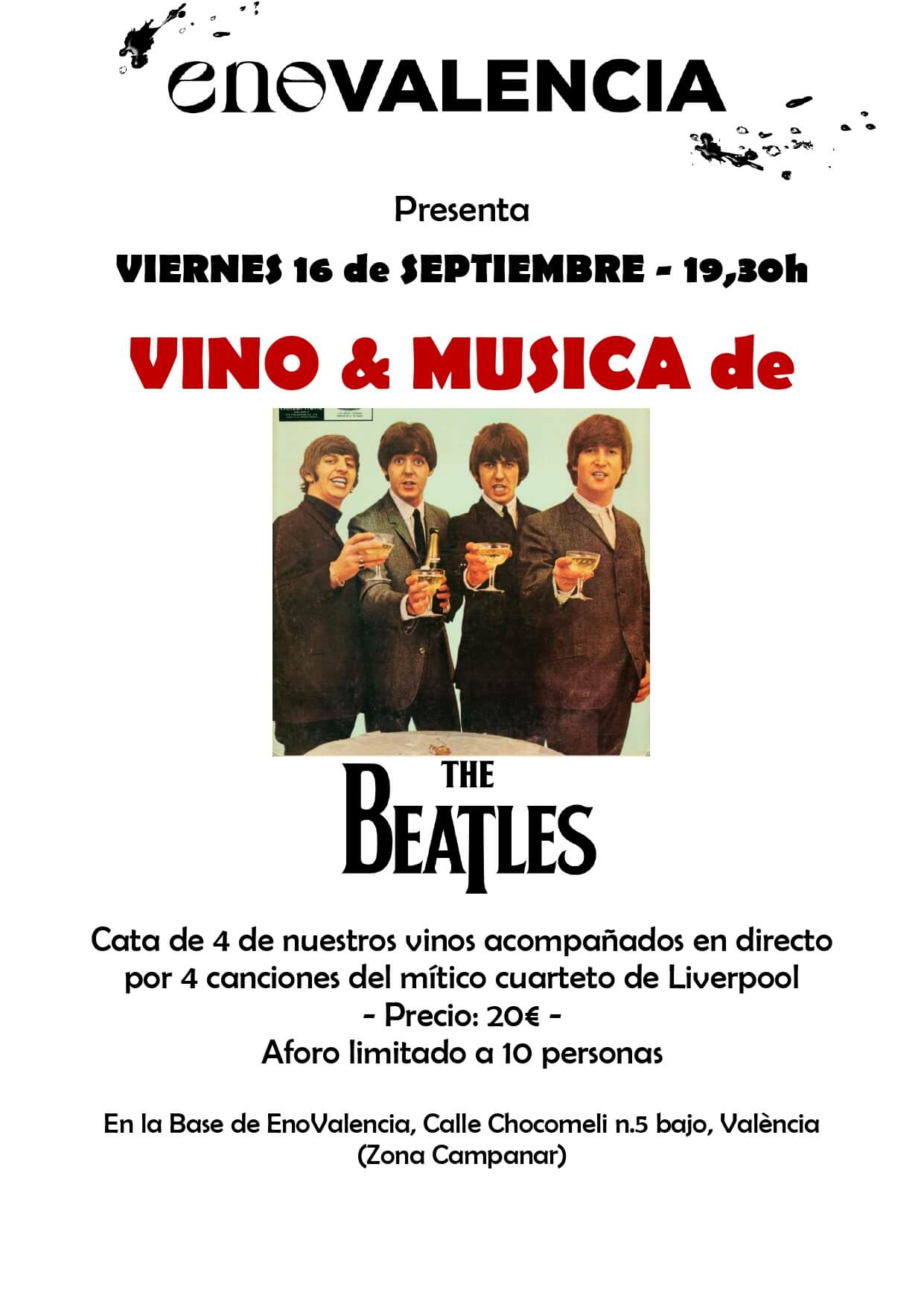 Vino y música 4 Vinos con 4 Canciones de Los Beatles (Evento) EnoValencia - Cata, eventos y venta de vino 5